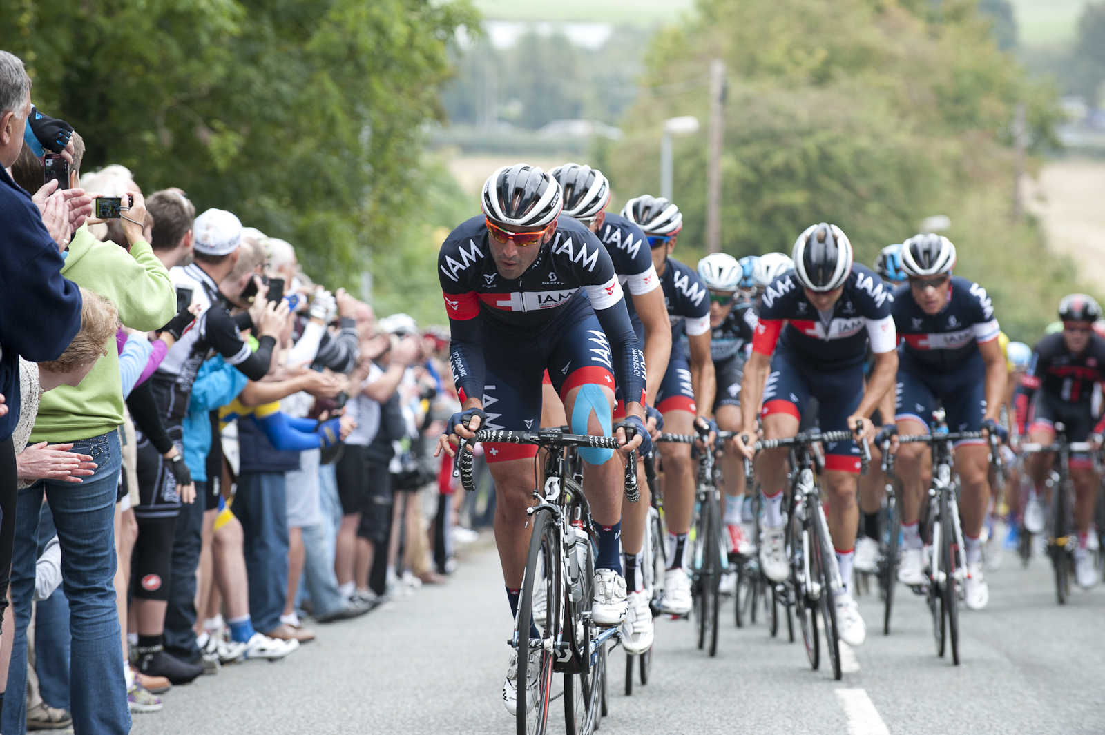 The big boys soon followed with Jerome Pineau leading IAM cycling up the climb.