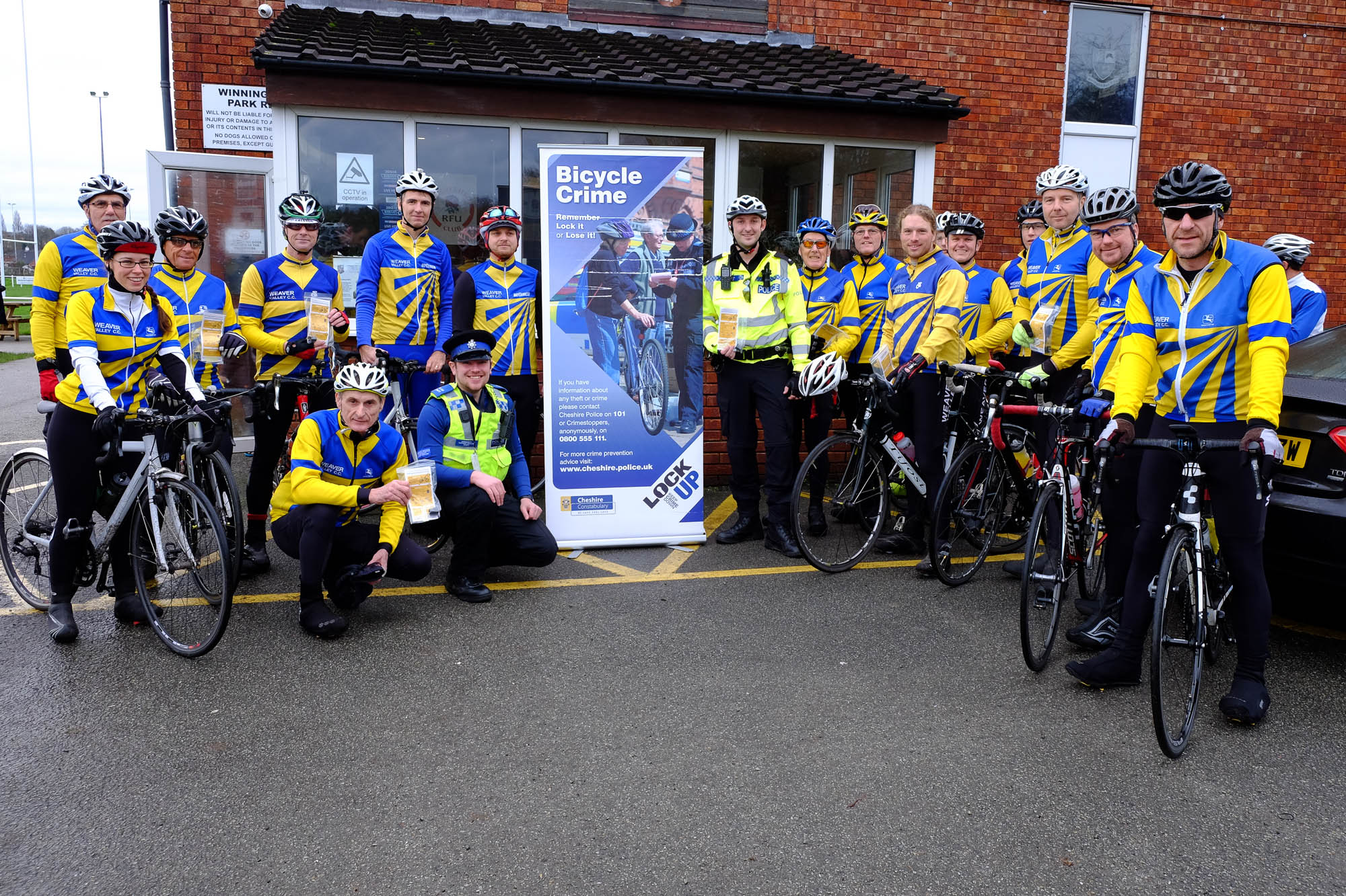 Here we are with PC Neil Wharmby, helping us to protect our bikes!