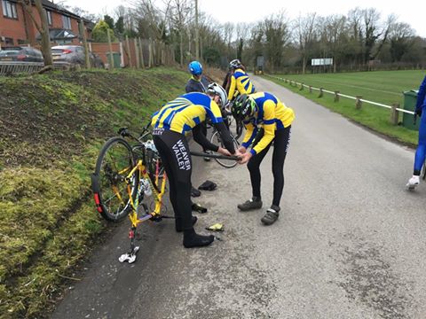 Ian punctures almost immediately after setting off...