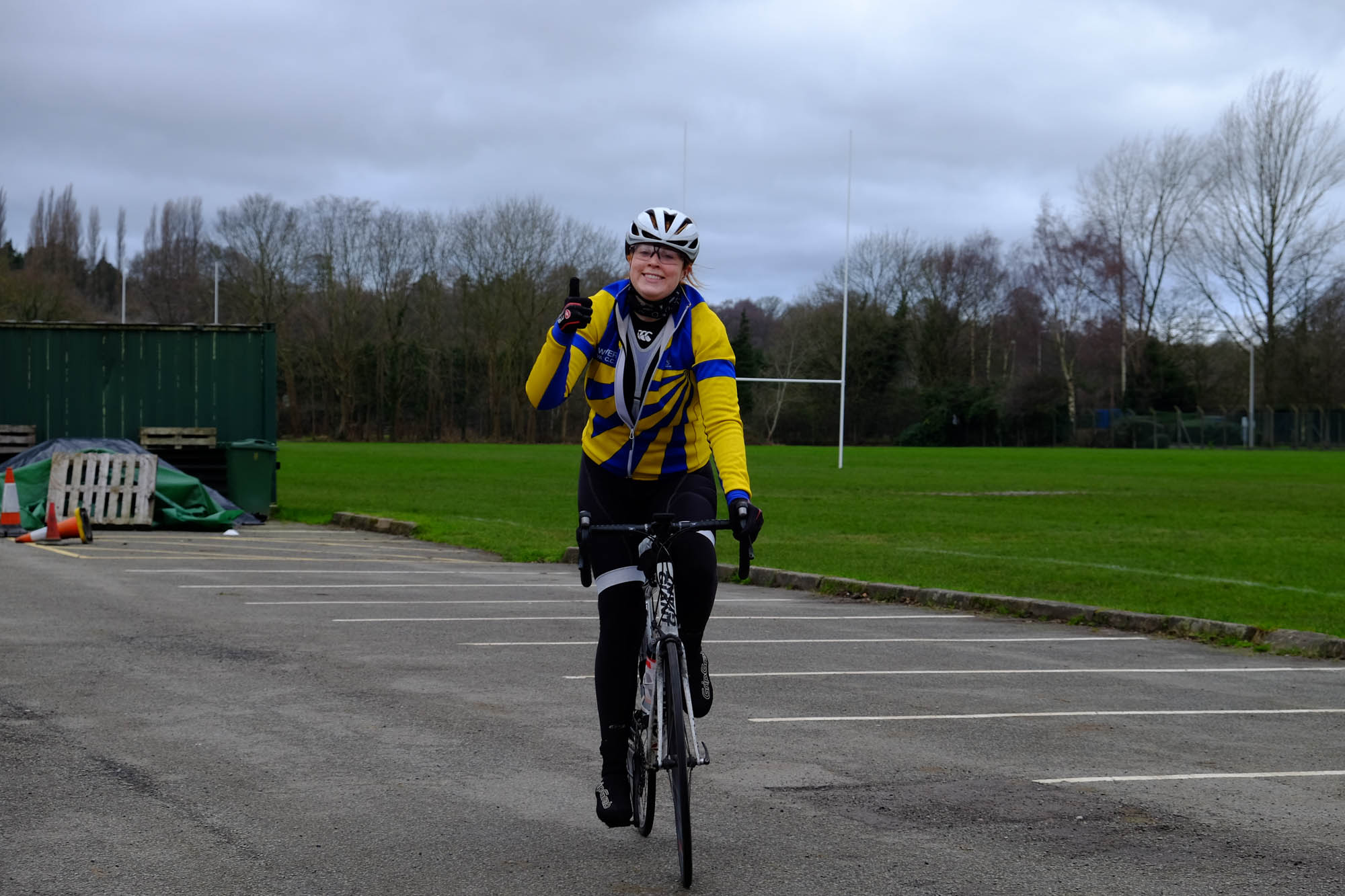 WVCC poster girl Emily rides in after around 180 miles. Some did more, some did less, but all rose to the challenge..